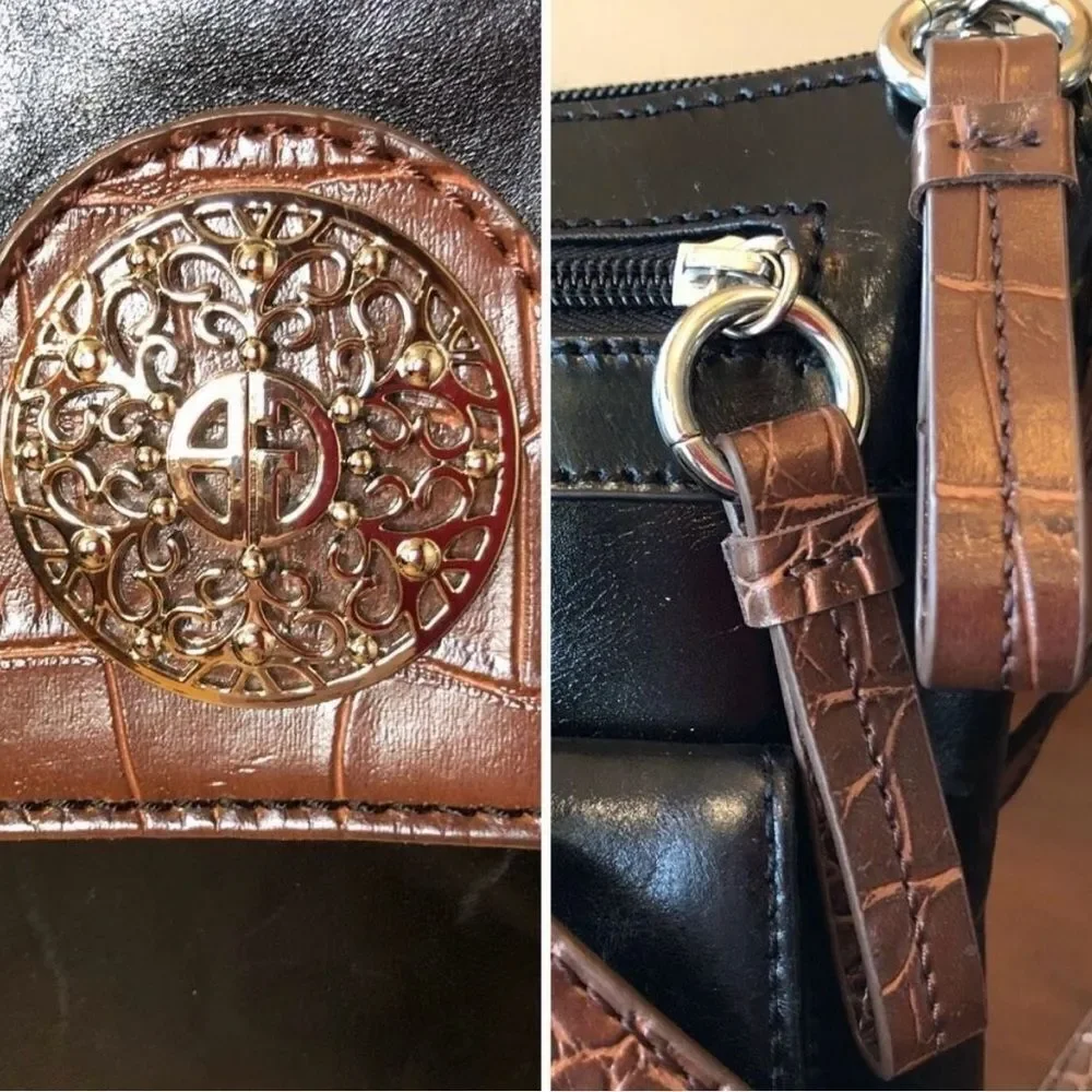 GIANI BERNINI - Florentine Glazed Leather Crossbody/Croco Faux Leather Trim EUC - Picture 13 of 16